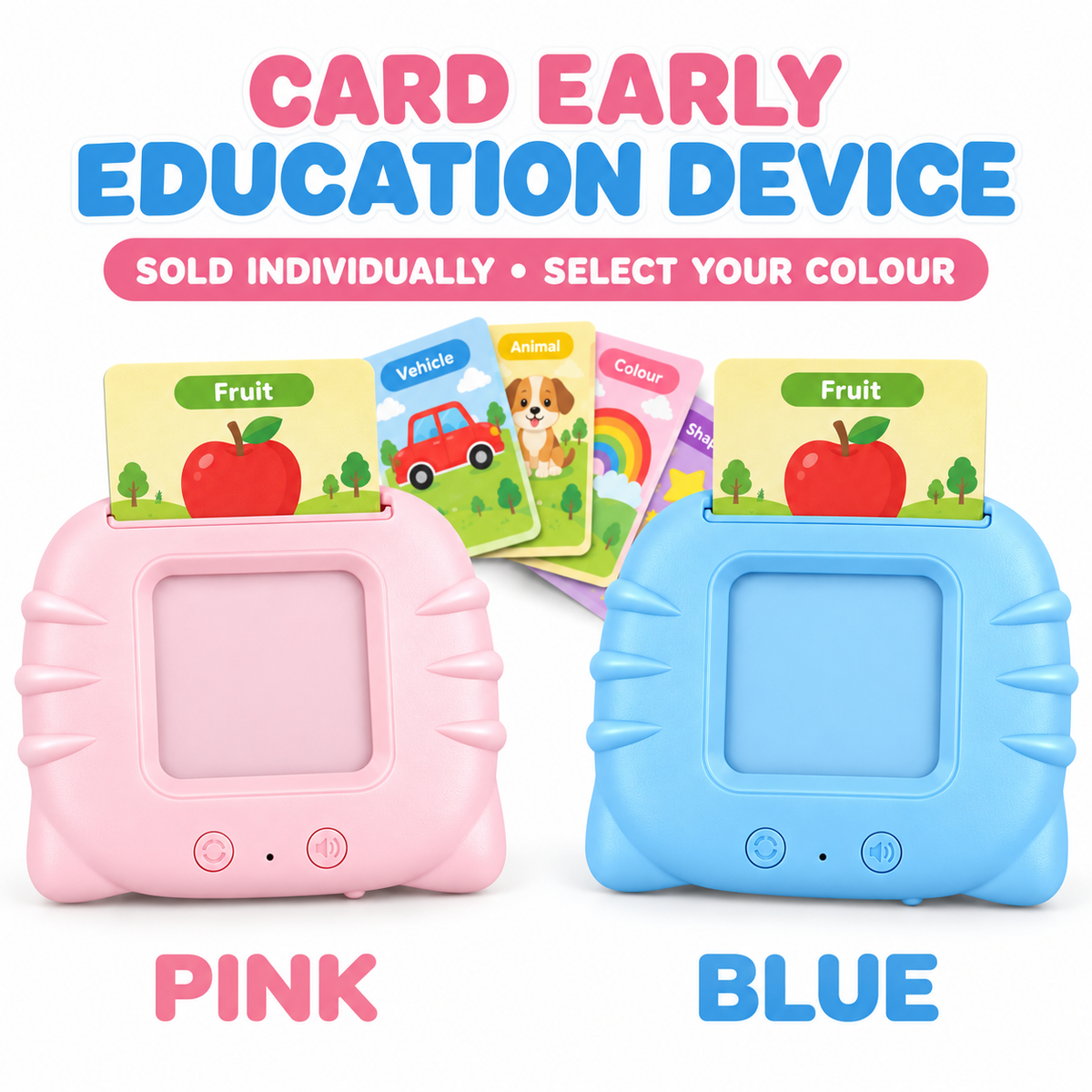 Children’s Talking Flash Card Early-Learning Device – Pink or Blue