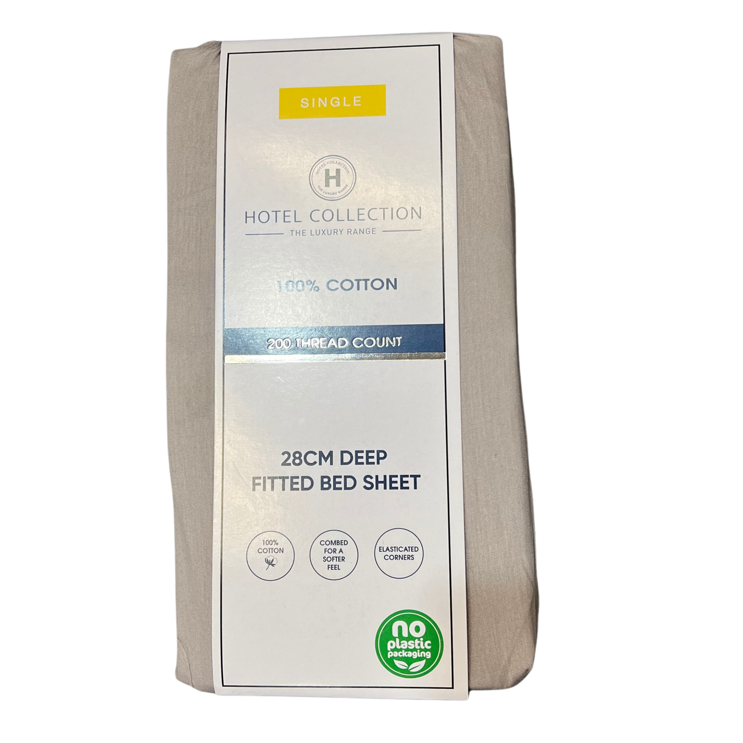 100% Cotton Fitted Sheet – Single, 28cm Deep (Beige & White Options)