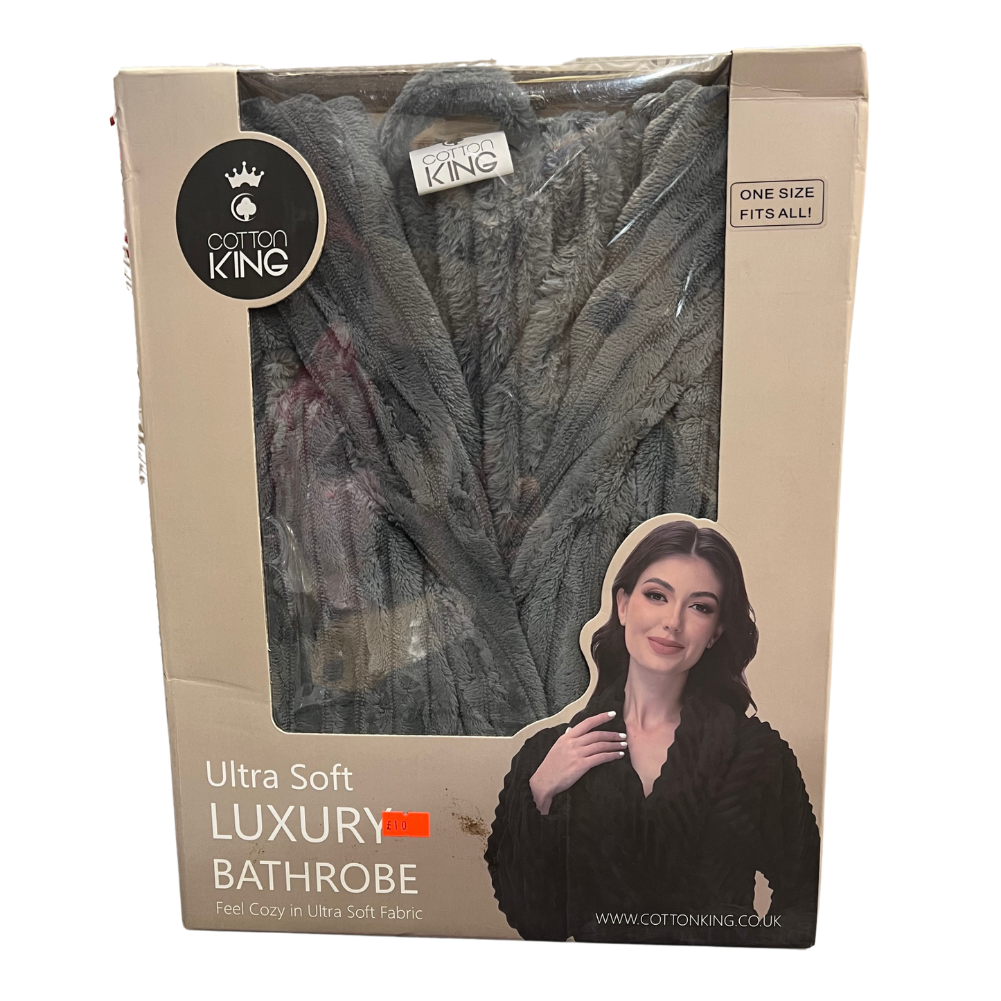 Cotton King Grey Dressing Gown – One Size, Ultra Soft Luxury Bathrobe