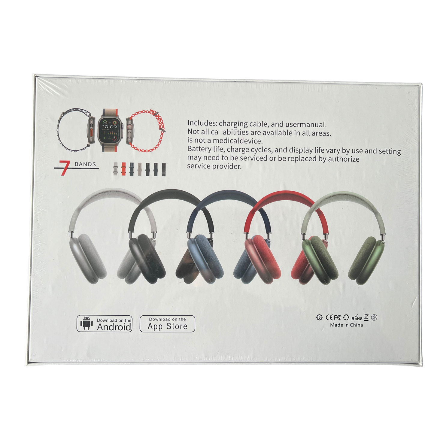 P9 Ultra 2 Headphones & Smartwatch Bundle – 7 Straps for Personalized Style