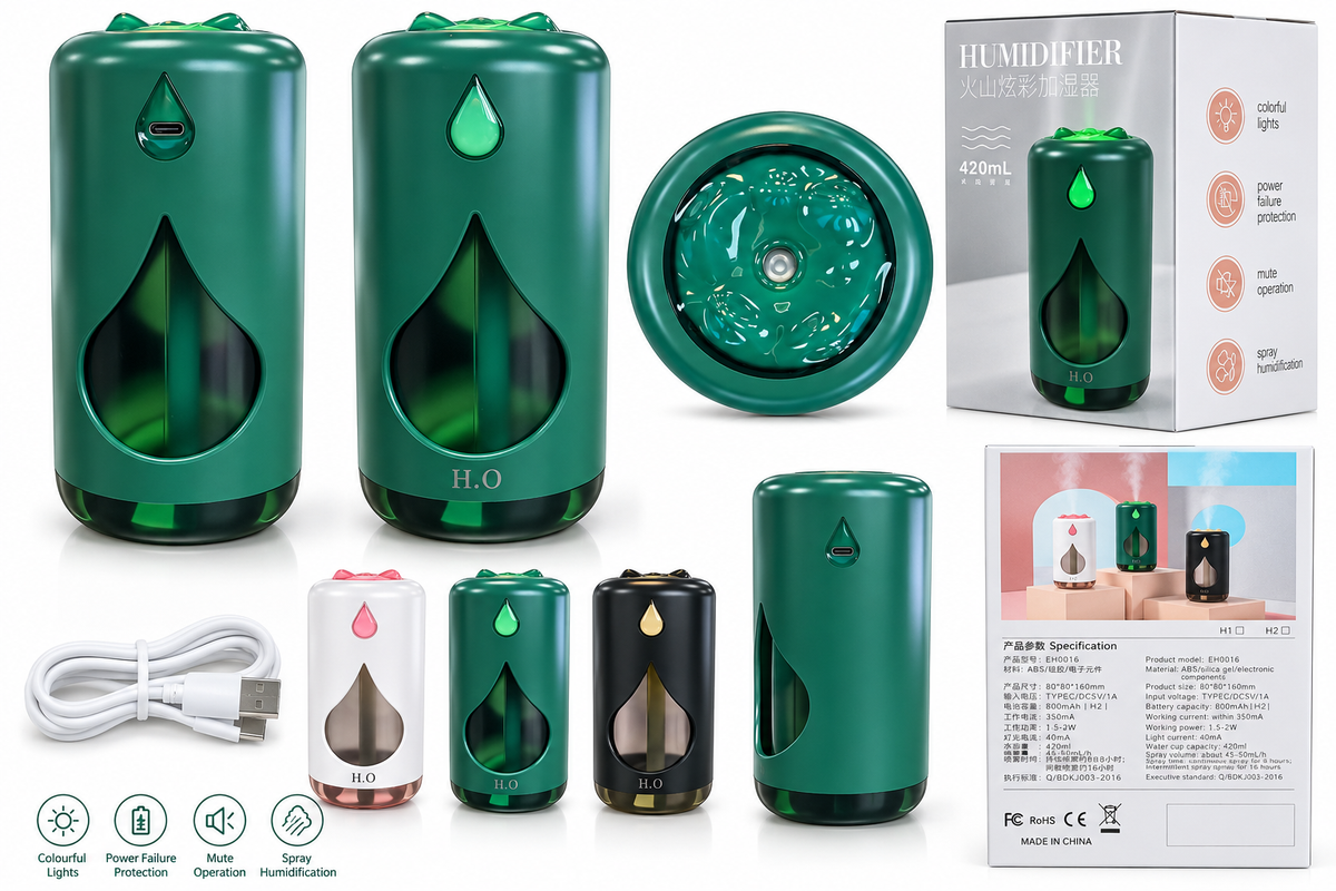 420mL USB Mini Humidifier with Colourful Lights