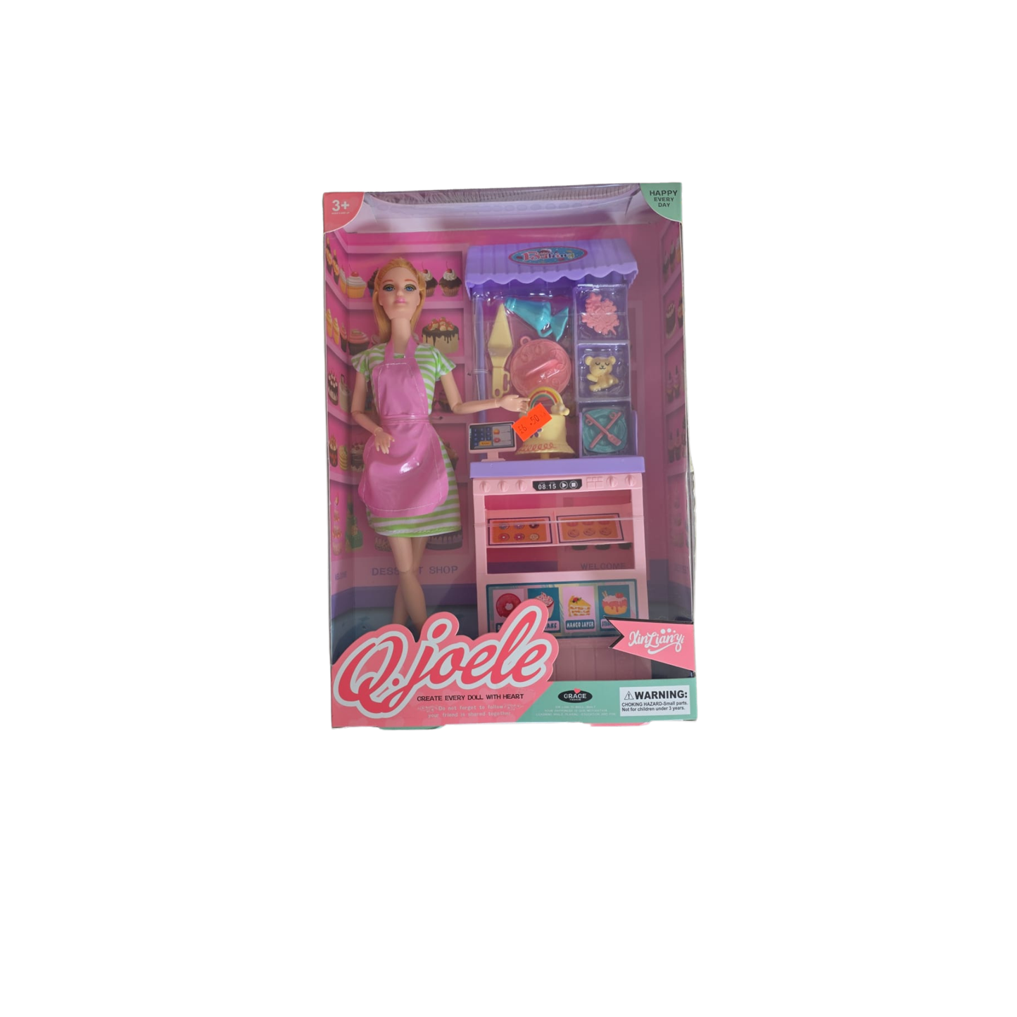 Packaged rabbit fur rug with label on a white background