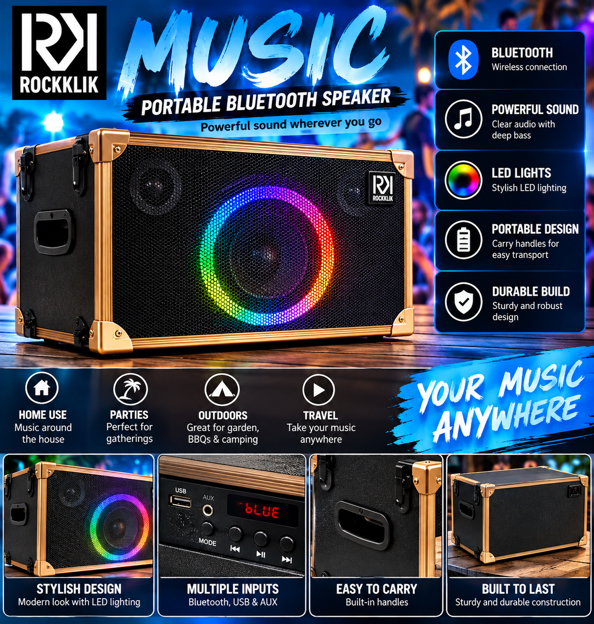 ROCKKLIN BLUETOOTH SPEAKER