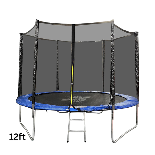 12ft trampoline with safety net on a white background