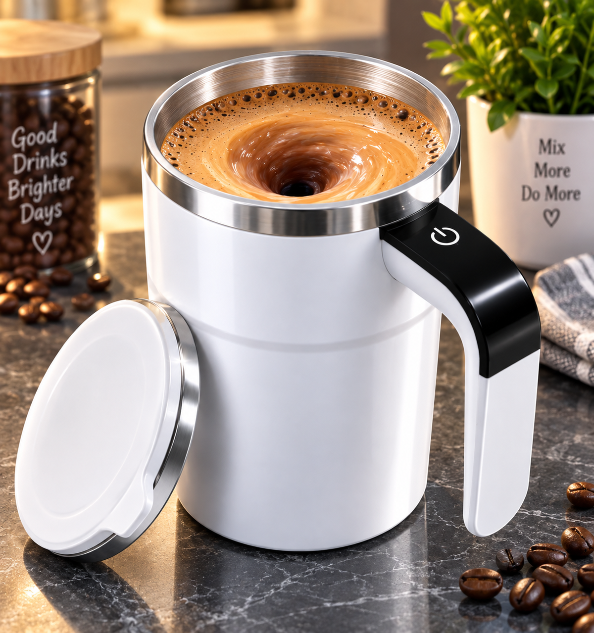 Automatic Magnetic Stirring Cup – Rechargeable Stainless Steel Self-Stirring Mug