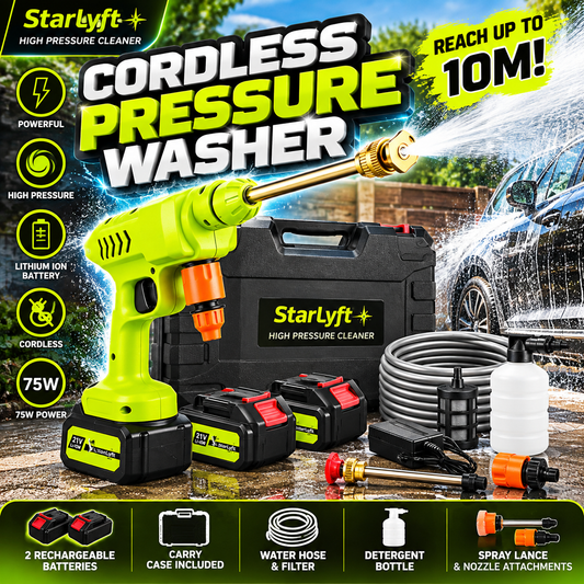 Cordless High Pressure Washer – 21V | 2 Batteries | Complete Kit