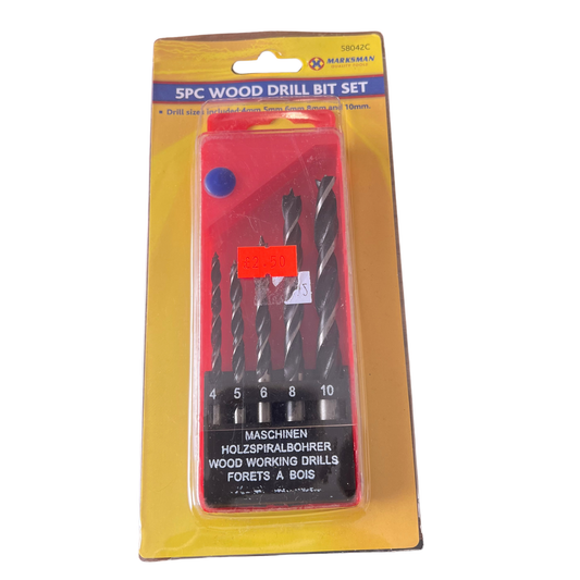 Set of wood drill bits in packaging with visible brand name