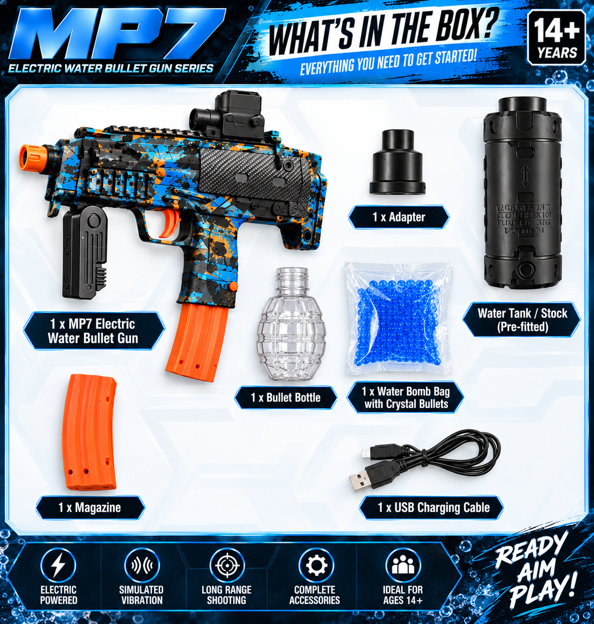 MP7 Electric Water Bullet Gun Series