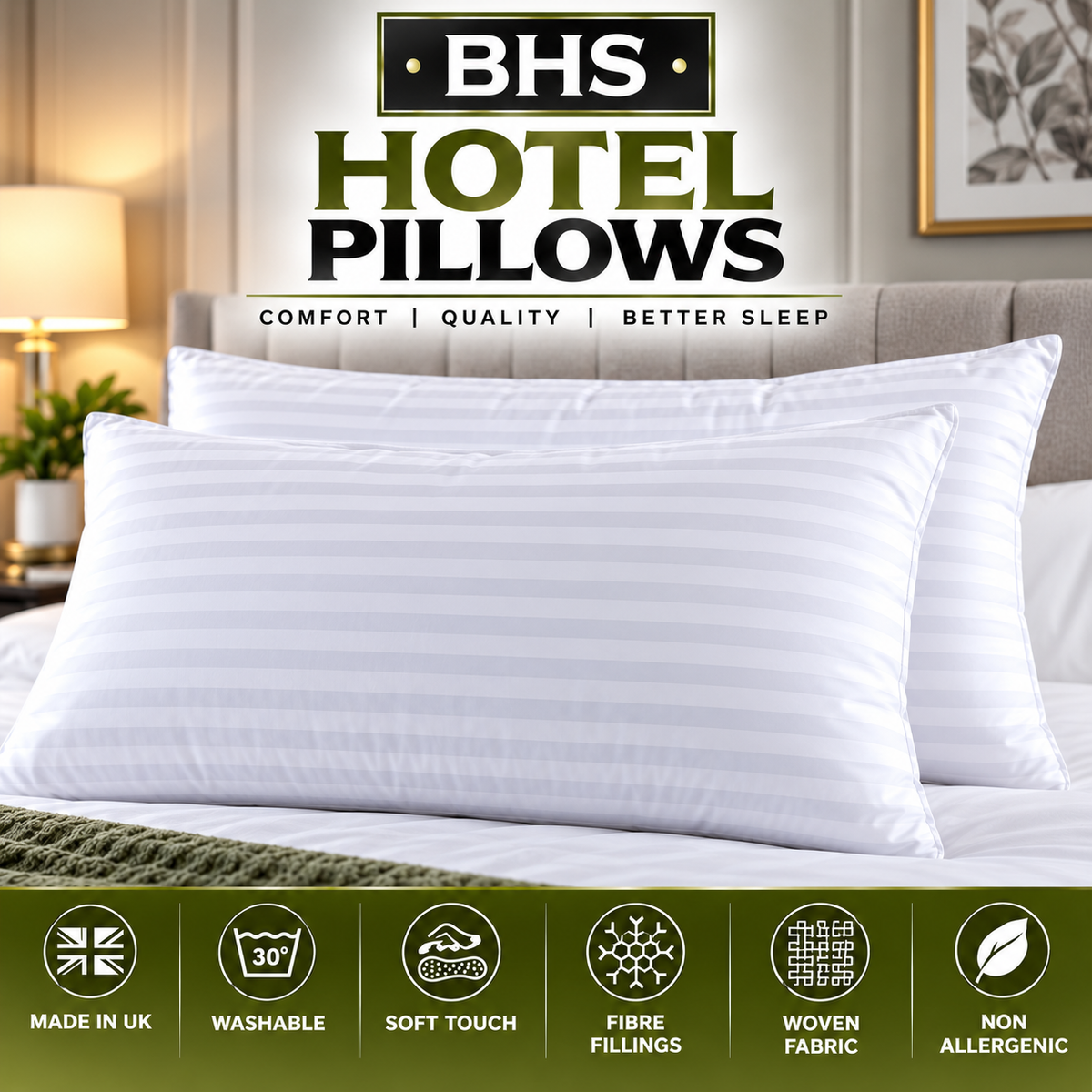 BHS Hotel Pillows – Pair of 2