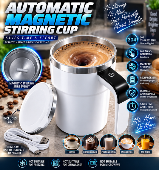 Automatic Magnetic Stirring Cup – Rechargeable Stainless Steel Self-Stirring Mug