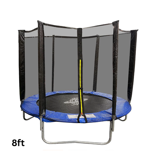 8ft trampoline with safety net on a white background