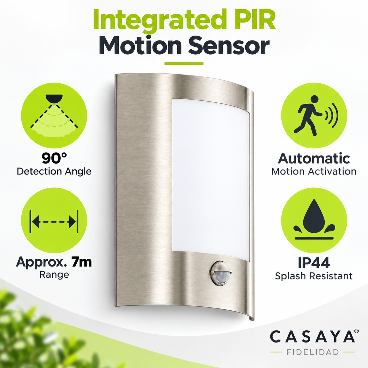CASAYA Fidelidad Outdoor Wall Light with PIR Motion Sensor – Stainless Steel