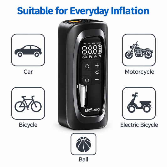 EleSong T03 Smart Electric Air Pump – Digital Cordless Tyre Inflator