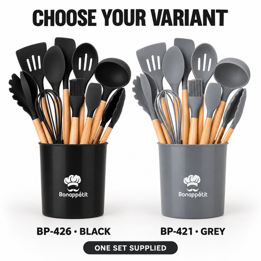 Bonappétit 12-Piece Silicone Kitchen Utensil Set with Holder