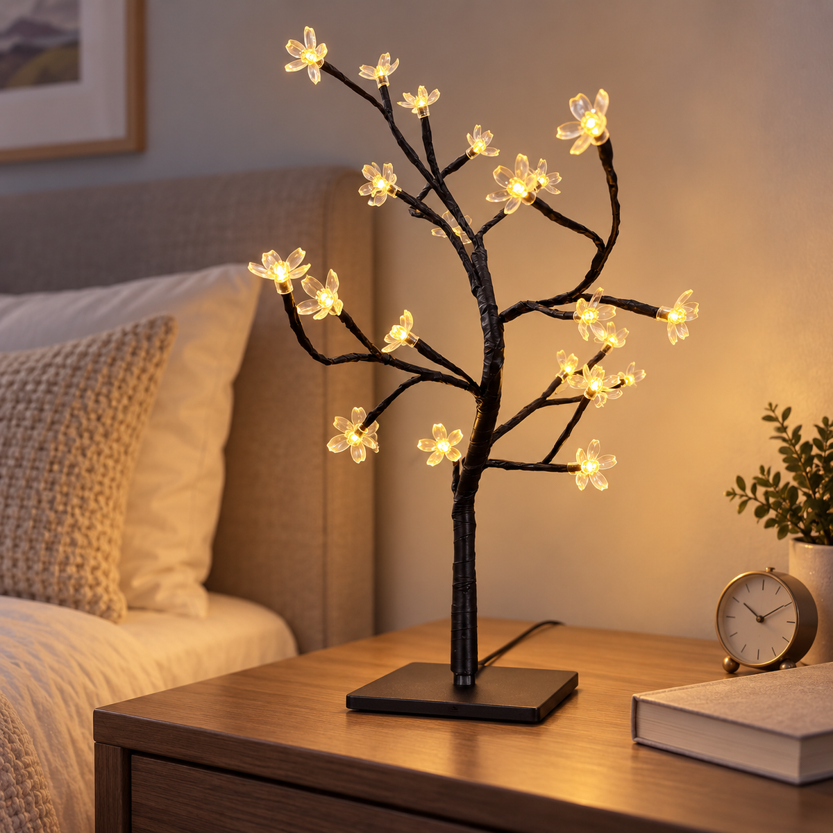 Warm White LED Blossom Bonsai Tree Light – USB-Powered Indoor Decoration