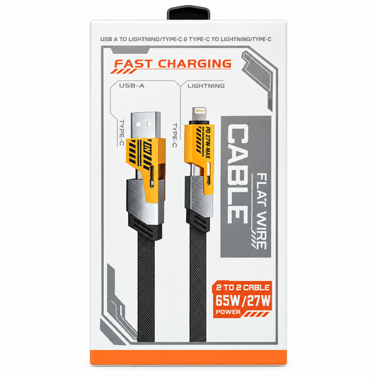 4-in-1 USB-A, USB-C & Lightning Braided Fast-Charging Cable