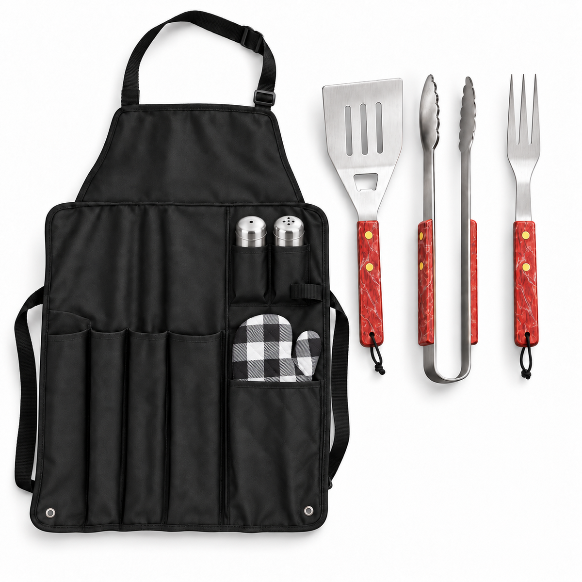 7 Piece BBQ Tool Set With Apron