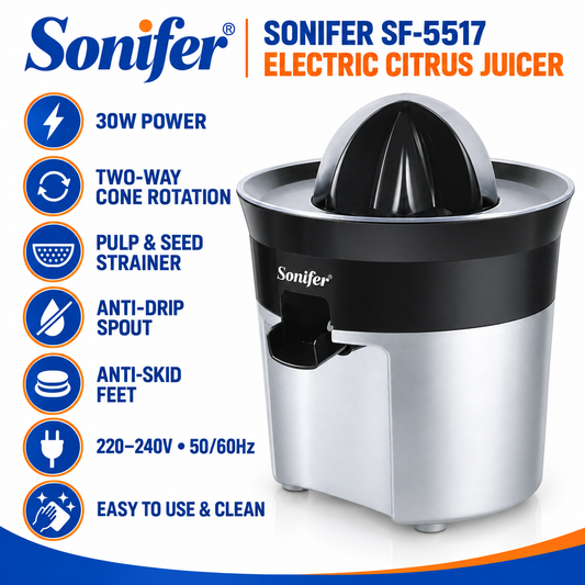 Sonifer SF-5517 Electric Citrus Juicer – 30W Two-Way Rotation