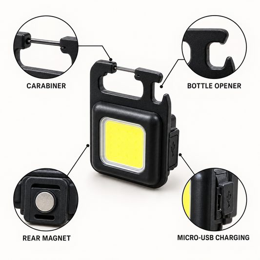 COB Rechargeable Keychain Light – 3 Modes