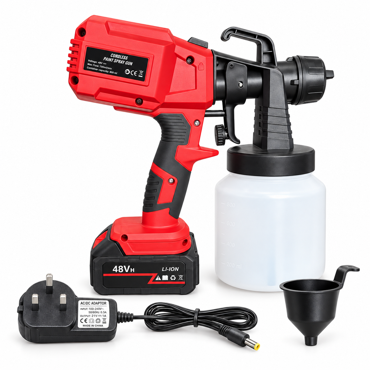 Cordless Paint Spray Gun – 21V 800ml Electric Paint Sprayer Kit