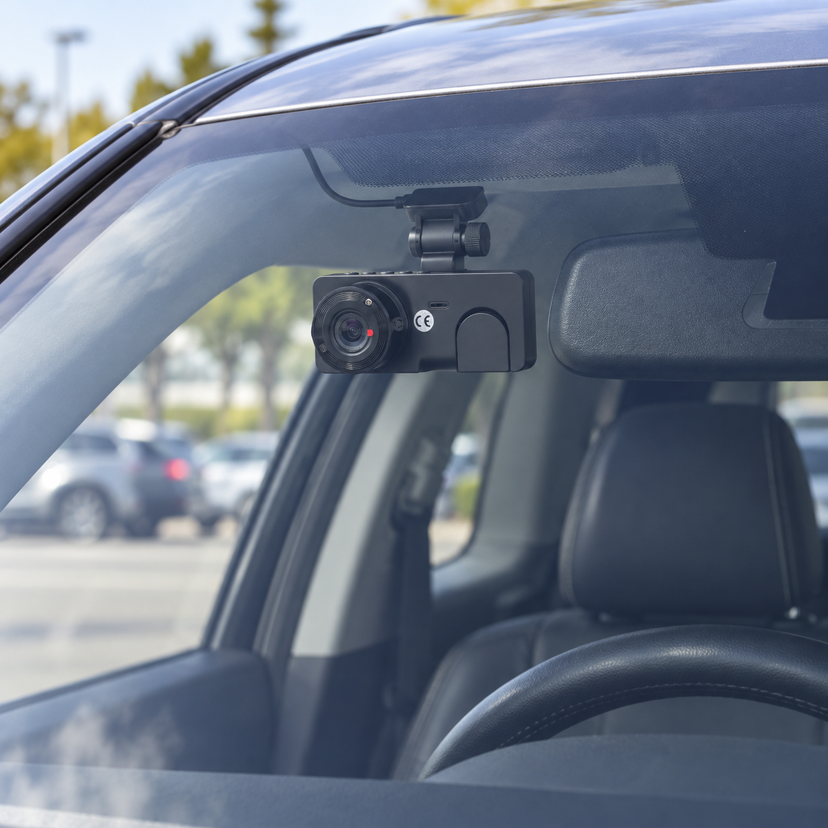 Dual-Lens Dash Camera with Display & Adjustable Windscreen Mount