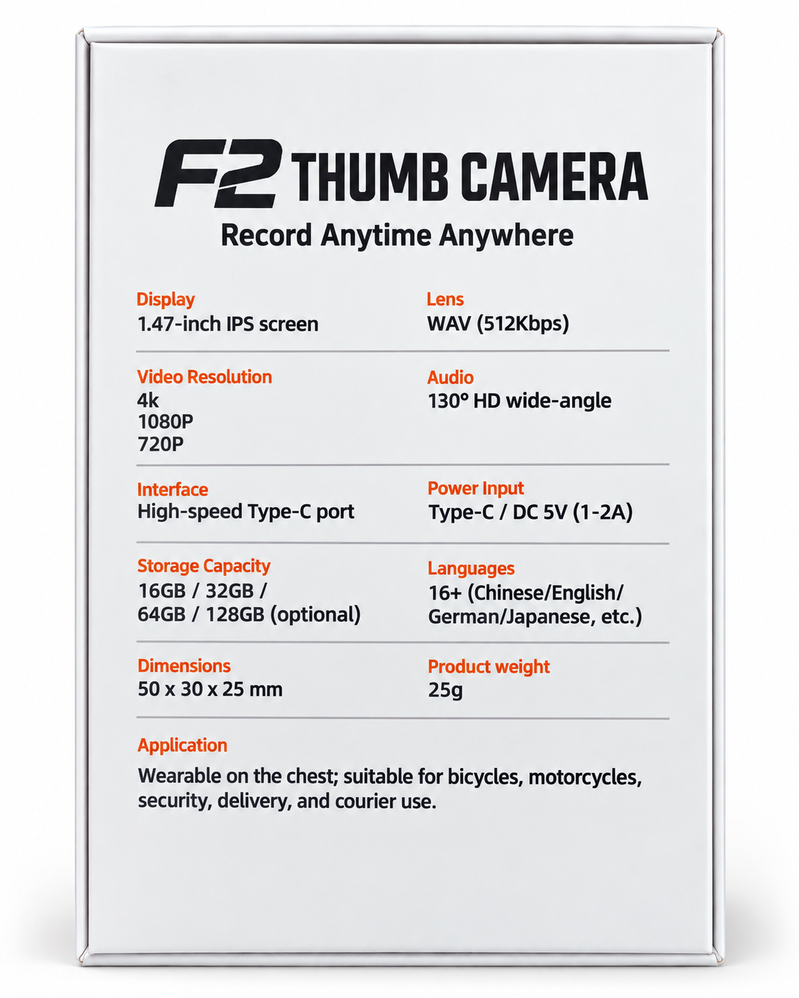 F2 Thumb Camera