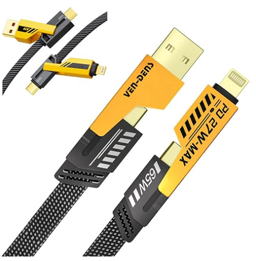 4-in-1 USB-A, USB-C & Lightning Braided Fast-Charging Cable