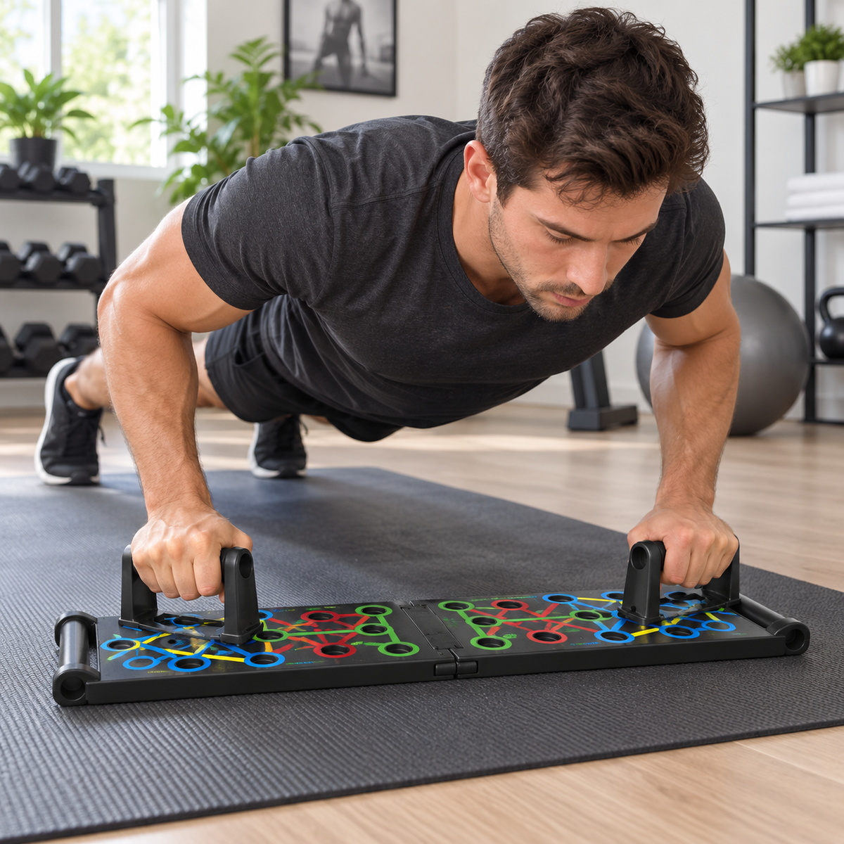 Foldable Colour-Coded Push-Up Board with Removable Handles