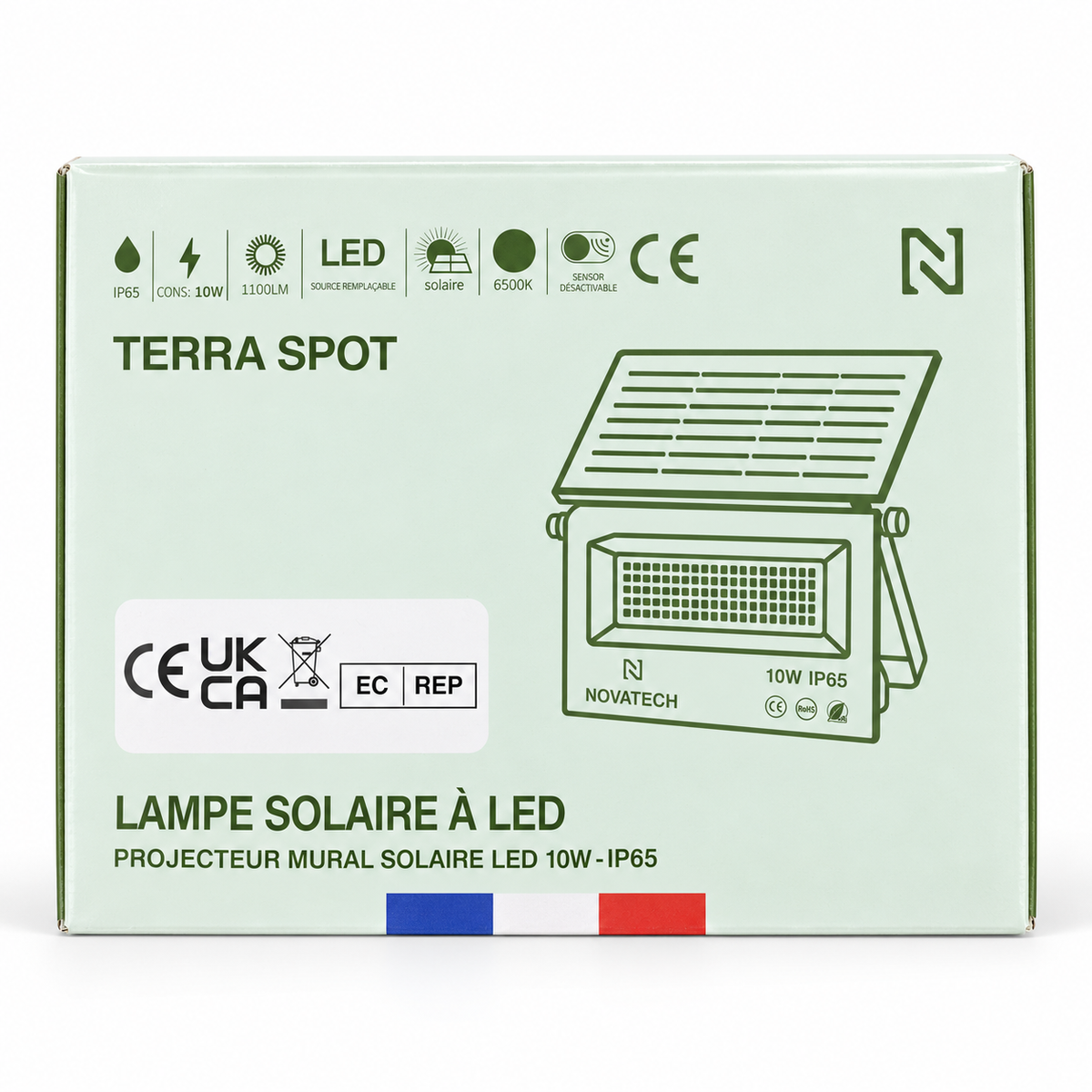 Novatech Terra Spot 10W Solar LED Floodlight – 1100 Lumens, IP65