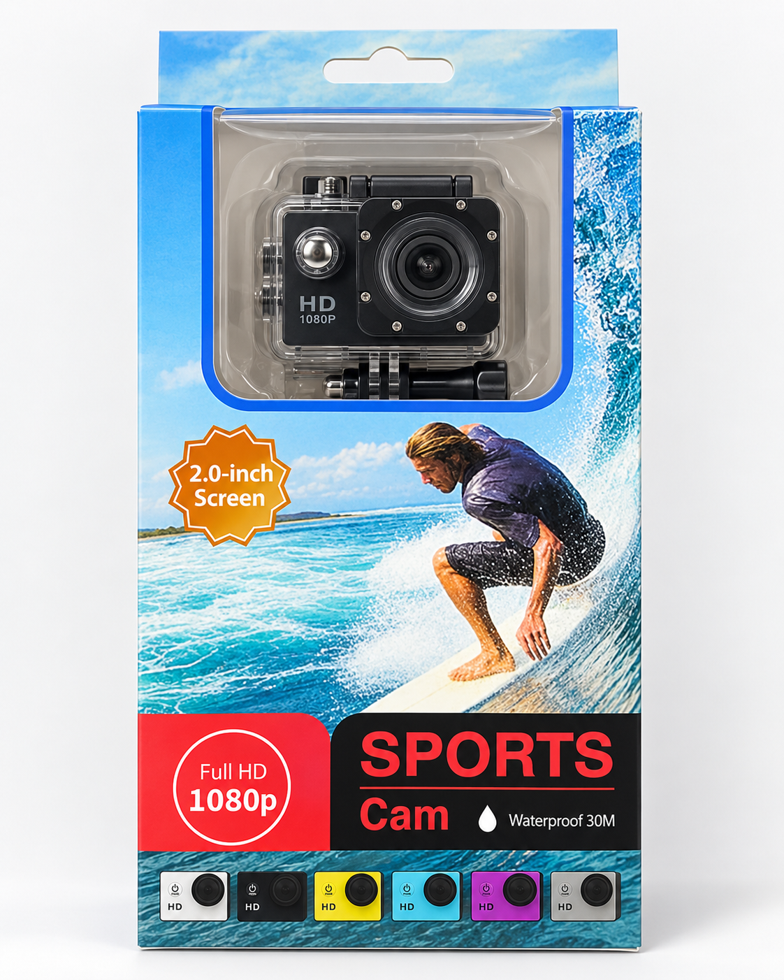 Full HD 1080p Sports Action Camera with 30M Waterproof Housing