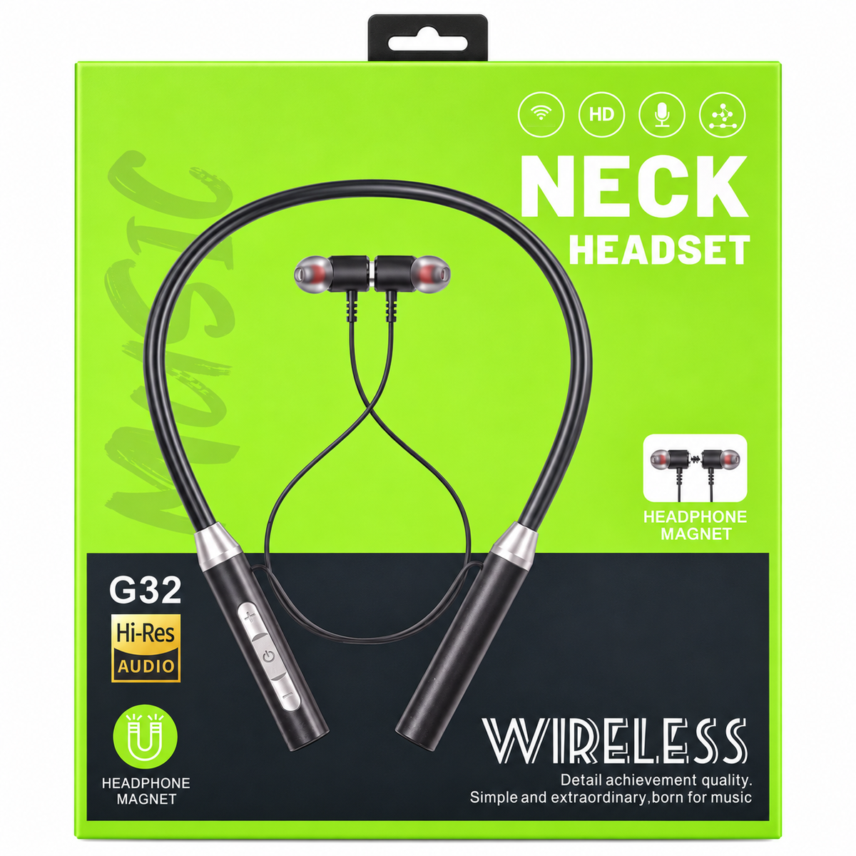 Wireless Neckband Headset with Magnetic Earbuds - G32 Bluetooth 5.0