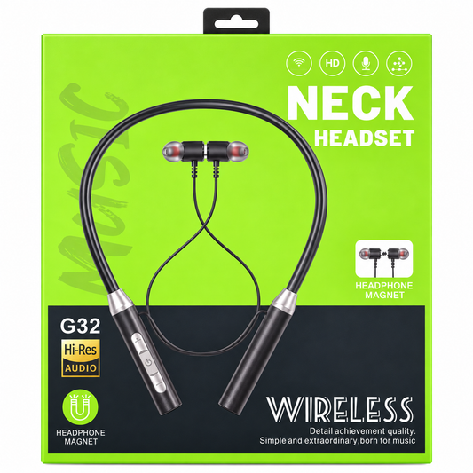 Wireless Neckband Headset with Magnetic Earbuds - G32 Bluetooth 5.0