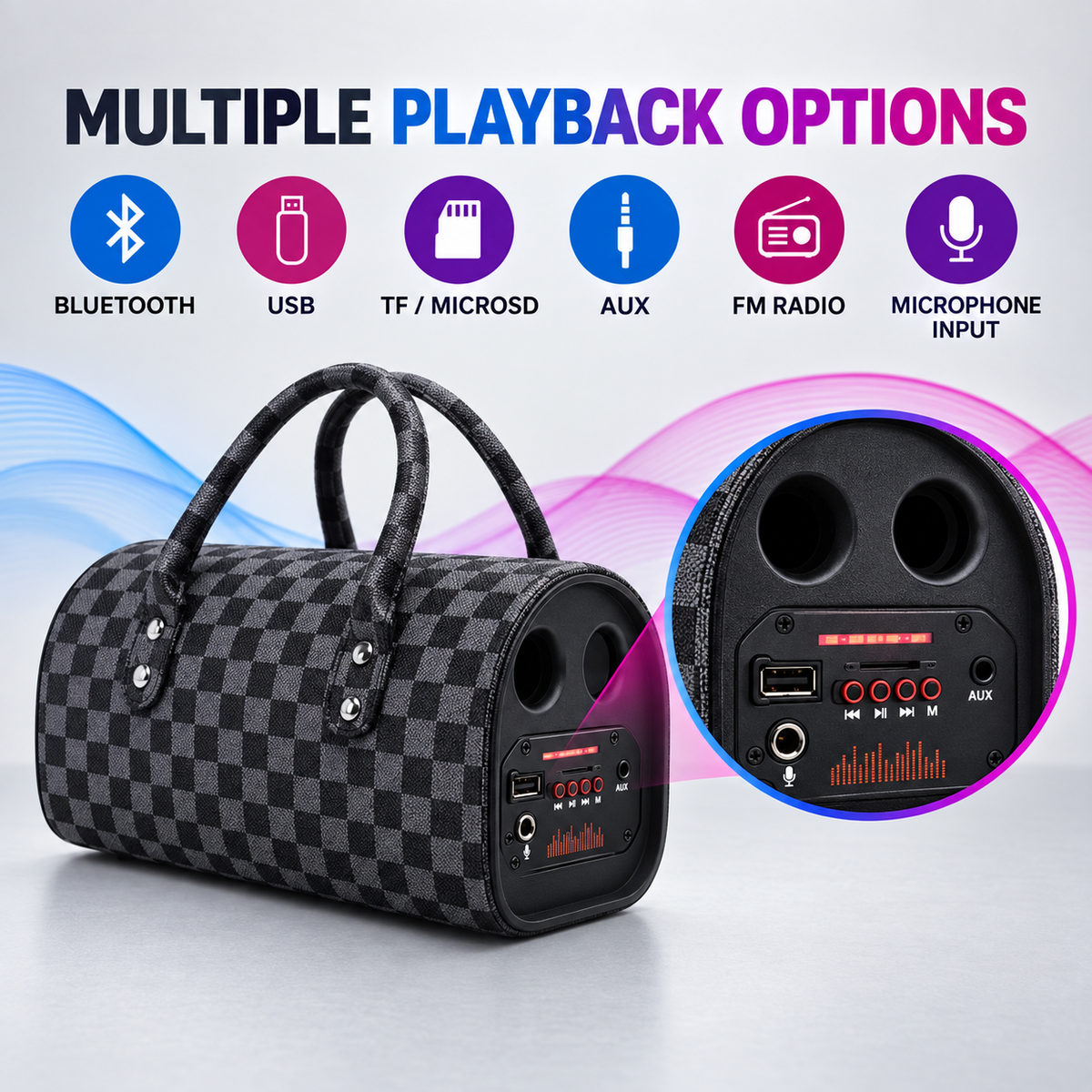 TTD-601 Handbag-Style Portable Bluetooth & Karaoke Speaker – 6-Inch Woofer