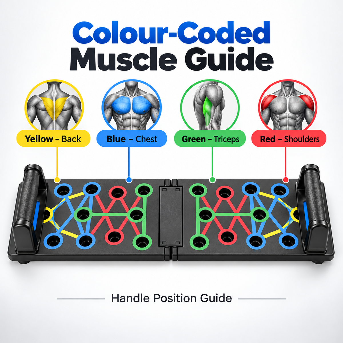 Foldable Colour-Coded Push-Up Board with Removable Handles