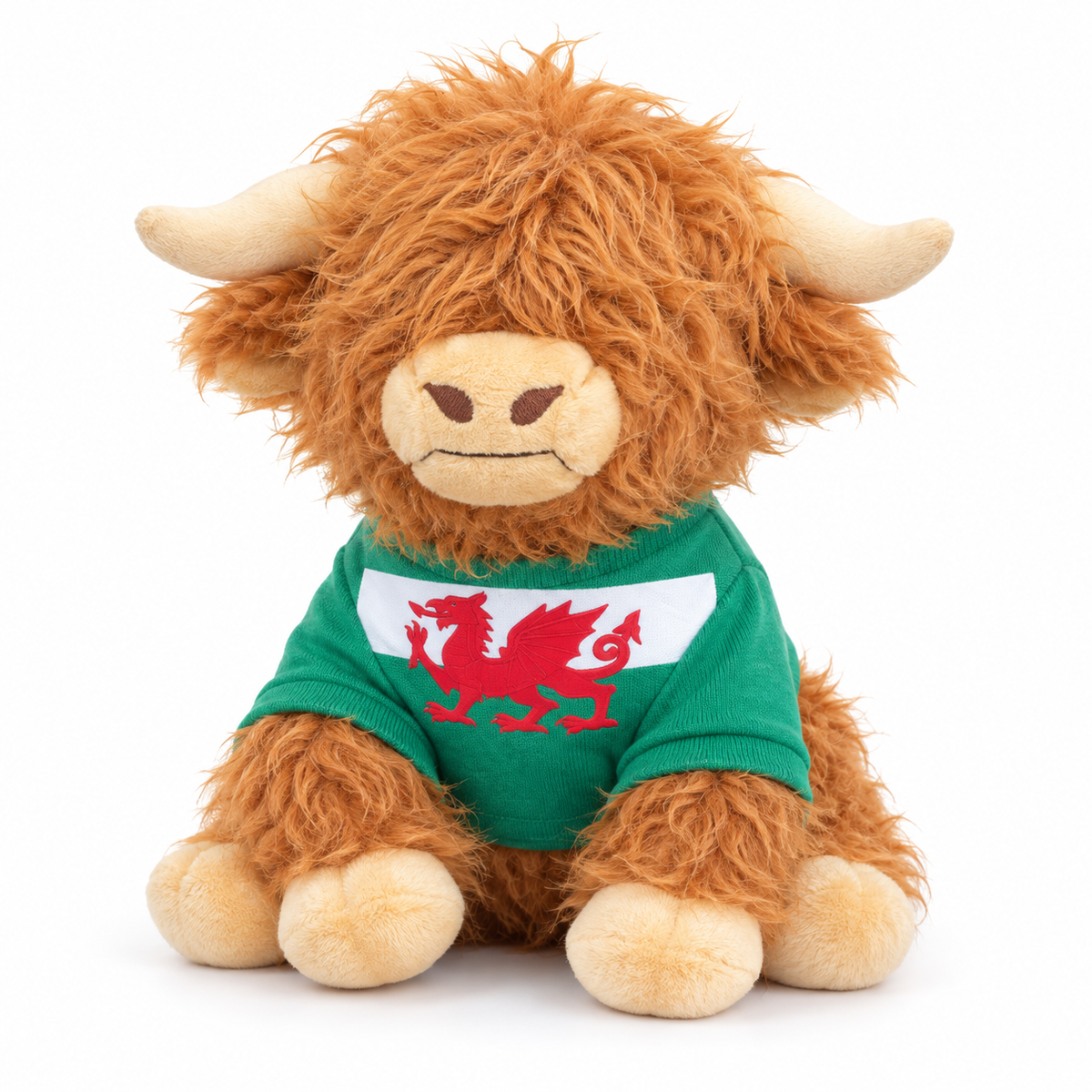 Highland Cow Plush Toy with Welsh Dragon Jumper
