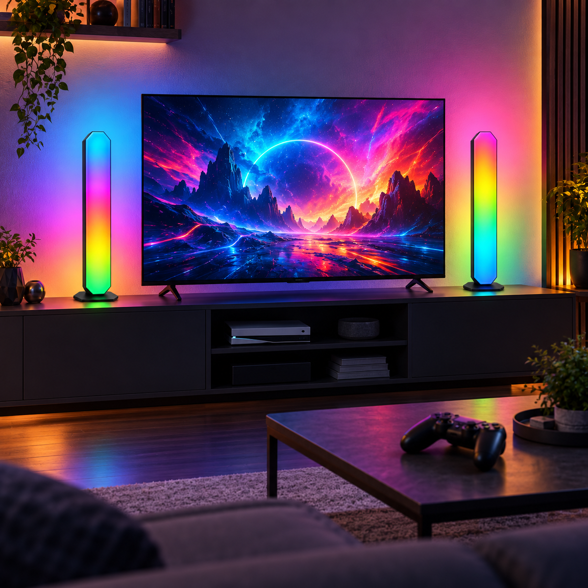 2-Pack RGB Ambient Light Bars with Remote Control