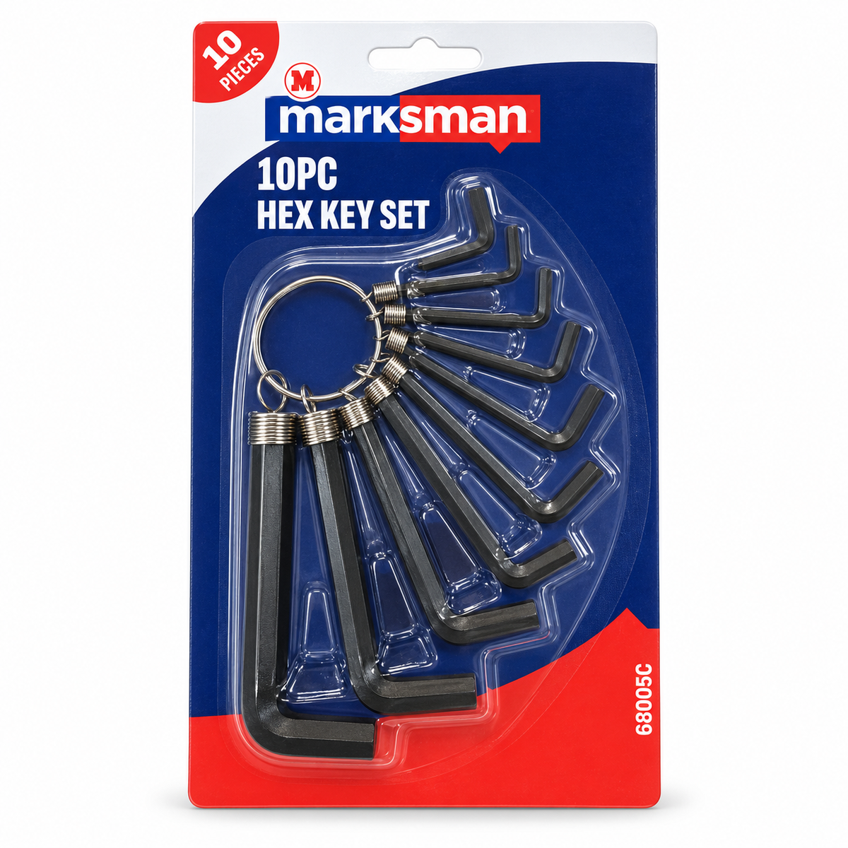 Marksman 10-Piece Metric Hex Key Set with Carrying Ring – 1.5mm to 10mm