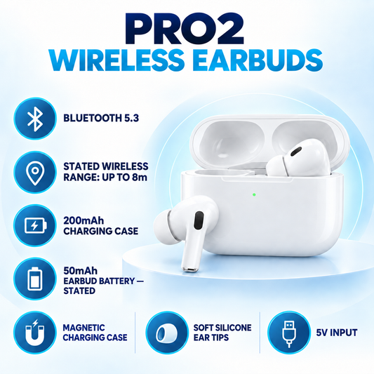 Pro 2 Wireless Earbuds With Wireless Charging Case