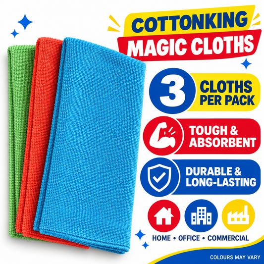 Cottonking Magic Cleaning Cloths – 3 Pack Assorted Colours