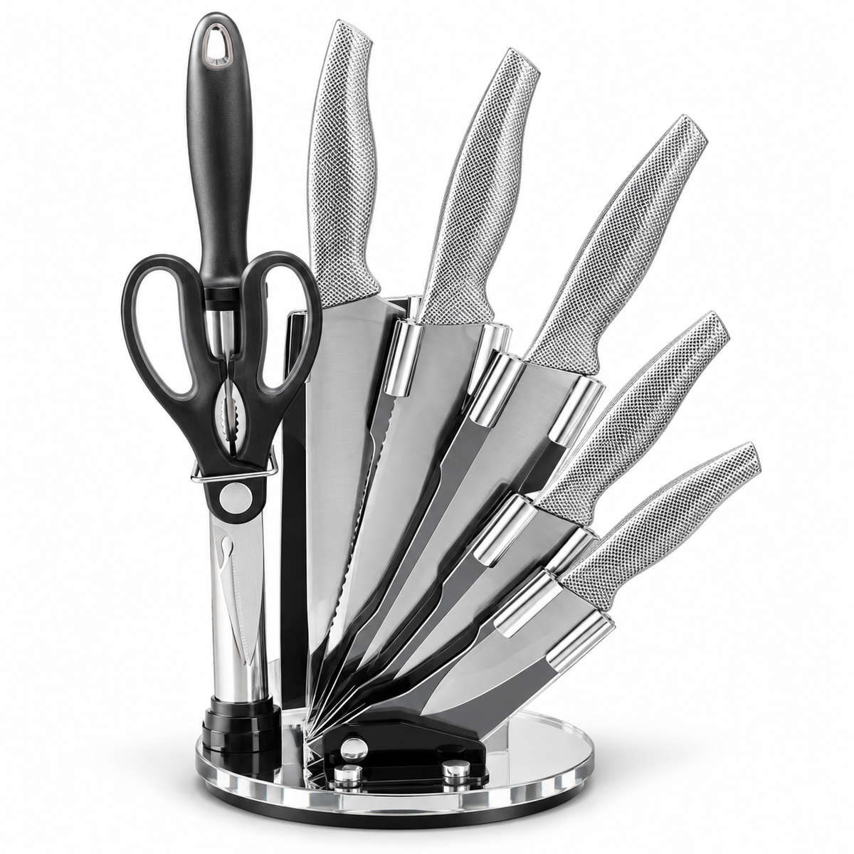Würzburg 8-Piece German Stainless-Steel Kitchen Knife Set with Acrylic Stand – 18+