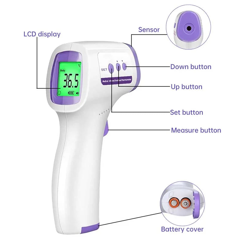 Medical Digital Thermometer Non Contact Infrared Body Temperature Device Fever Measure Tool for Baby & Adults Fever Monitor