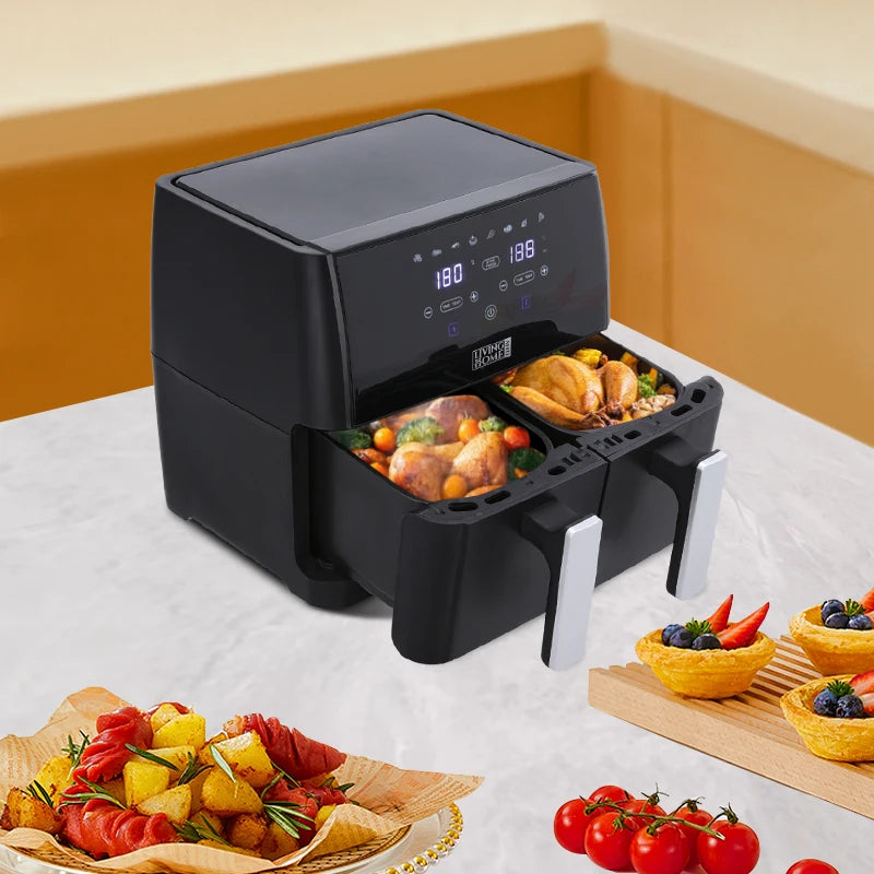 KOMORE 8L 1700W Touch Screen Dual Basket Air Fryer 80°C-200°C