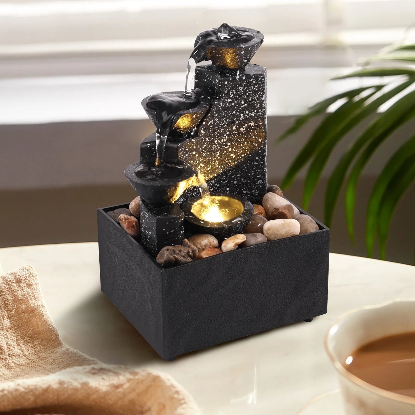 Tabletop Waterfall Home Decor Relaxation Meditation Desktop Fountain