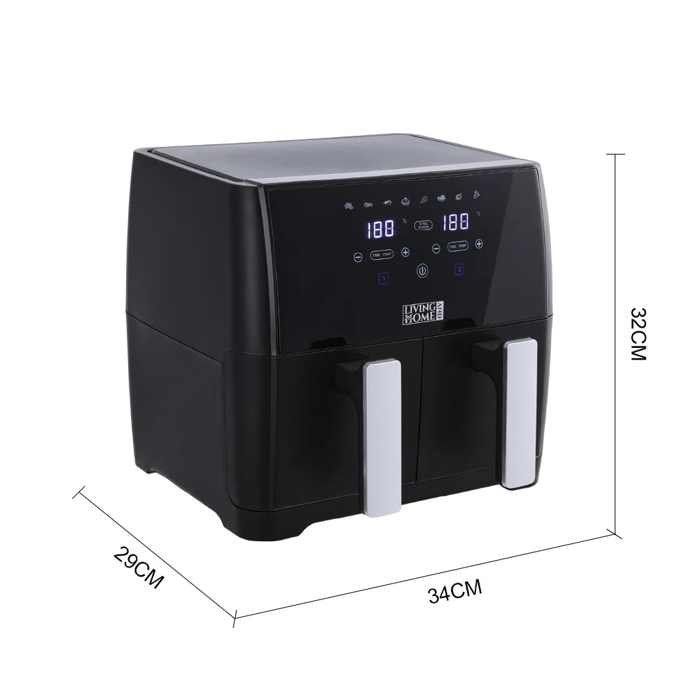 KOMORE 8L 1700W Touch Screen Dual Basket Air Fryer 80°C-200°C