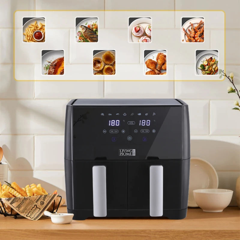 KOMORE 8L 1700W Touch Screen Dual Basket Air Fryer 80°C-200°C