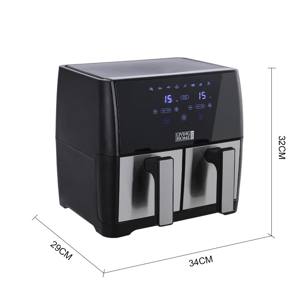 KOMORE 8L 1700W Touch Screen Dual Basket Air Fryer 80°C-200°C