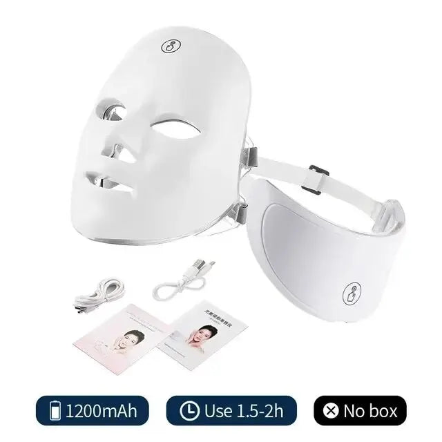 7 Colors Led Facial Mask With Neck Red Light Therapy Mask For Skin Tightening Lifting Anti-aging Bio-Light Beauty Whitening Home