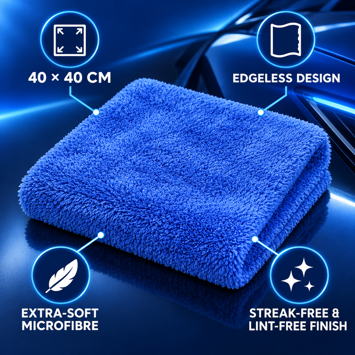 Auto Extreme Edgeless Microfibre Detailing Cloth – 40 × 40cm
