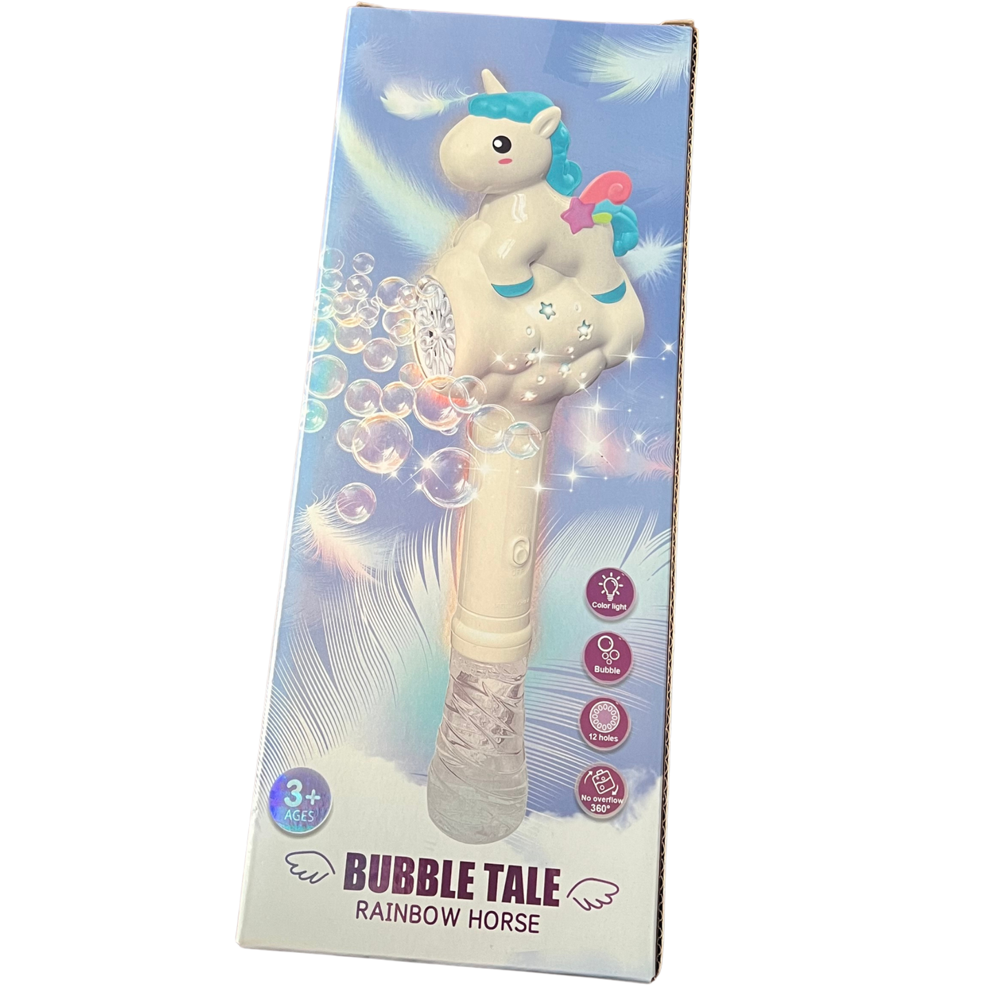 Rainbow Unicorn Bubble Machine Wand with Lights (Ages 3+) 