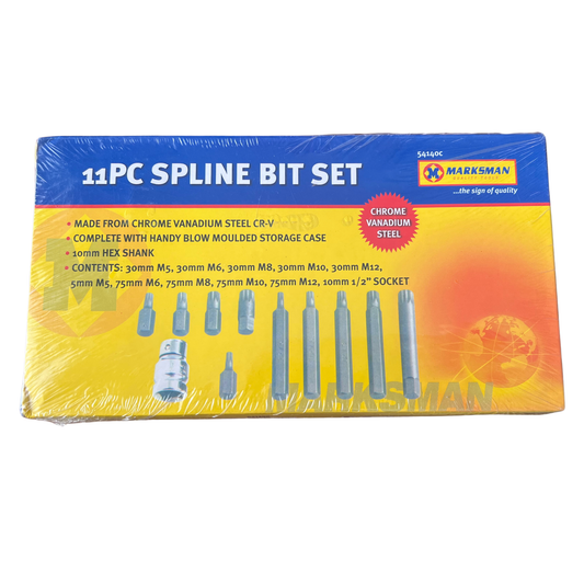 11 Piece Spline Bit Set – Chrome Vanadium Steel (CR-V)